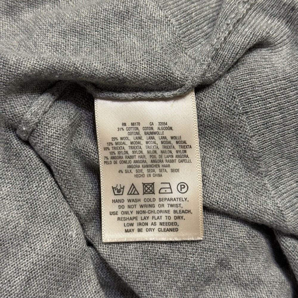 Knitted & Knotted Anthropologie Cardigan Gray Wool Angora Silk Puff Sleeve Sz M - Picture 7 of 10